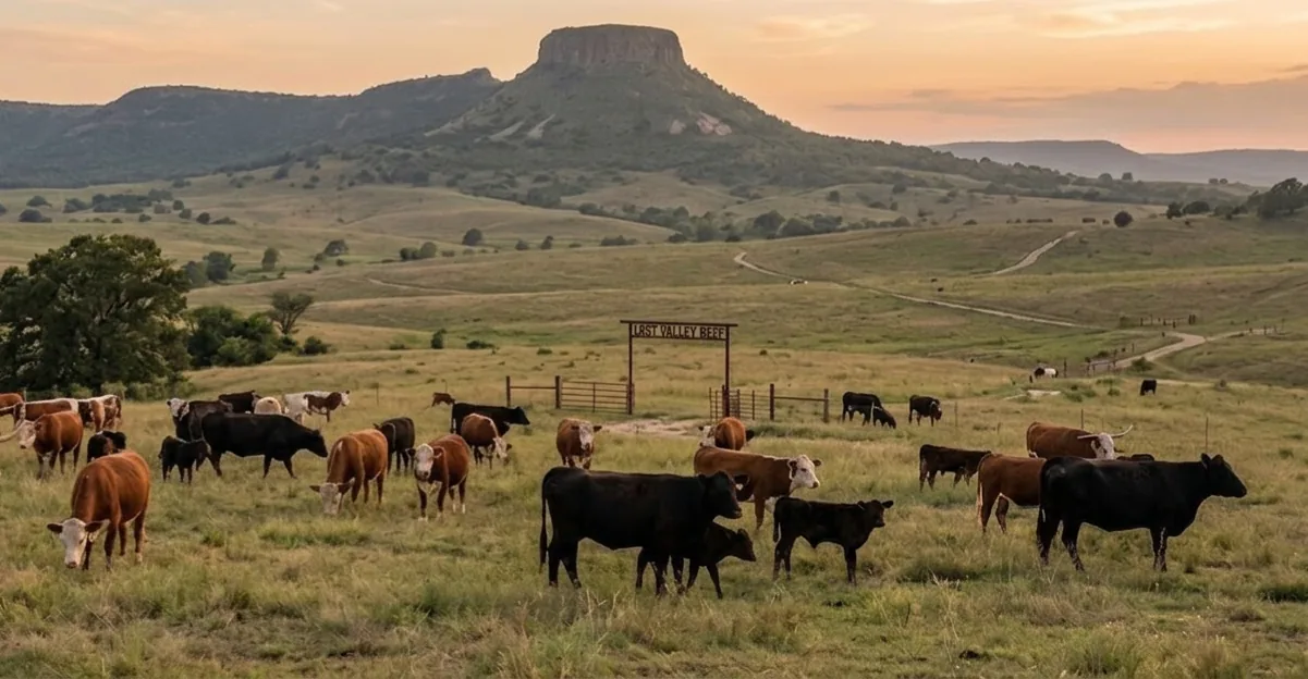 Lost Valley Beef cattle grazing in Jack County, Texas, an hour from Bridgeport